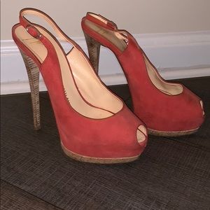 Giuseppe Zanotti coral suede slingbacks